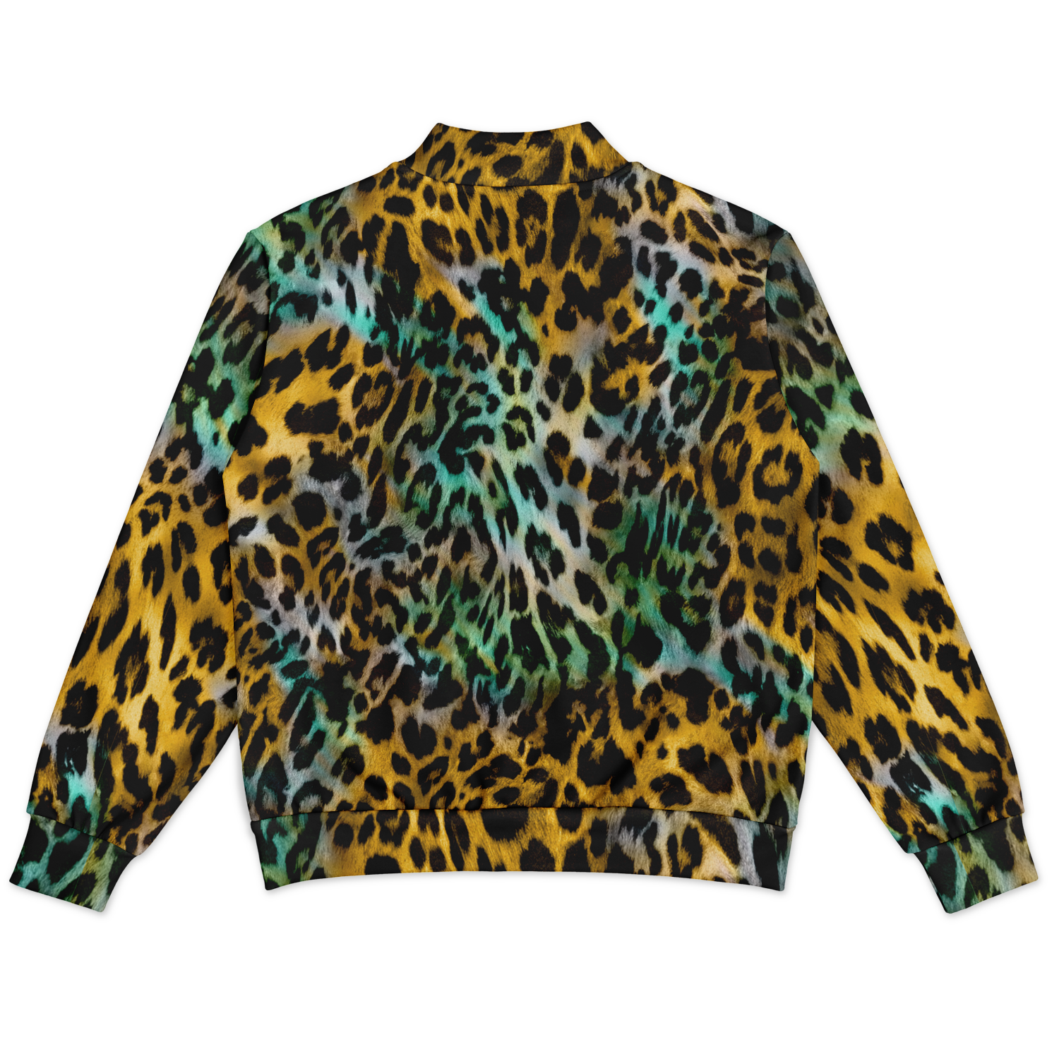 Baseball Jacket in Yellow and Blue Leopard Print Camo Colors