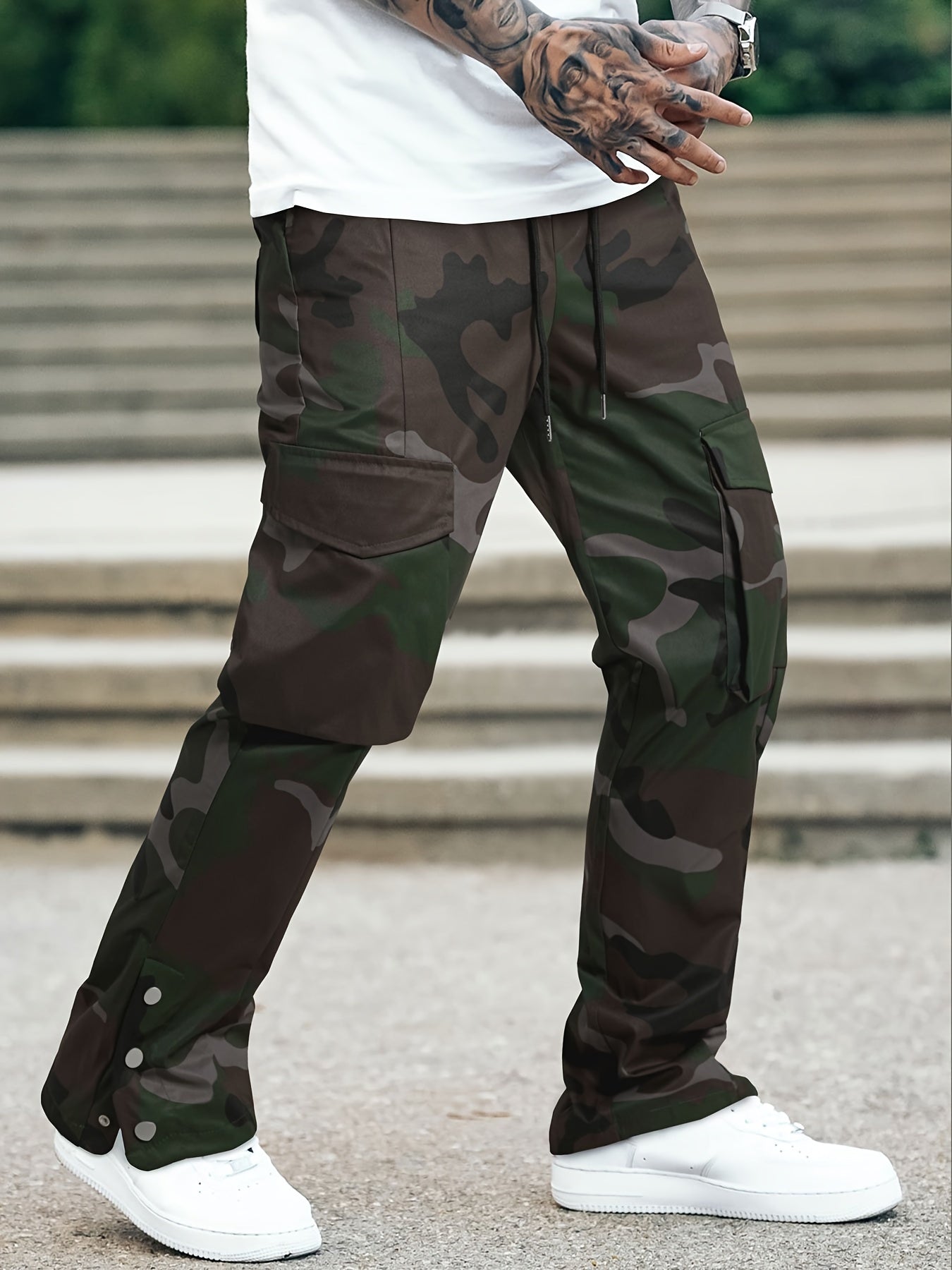 Men's Camouflage Overalls | Street Style in Green / Gray Camo Colors