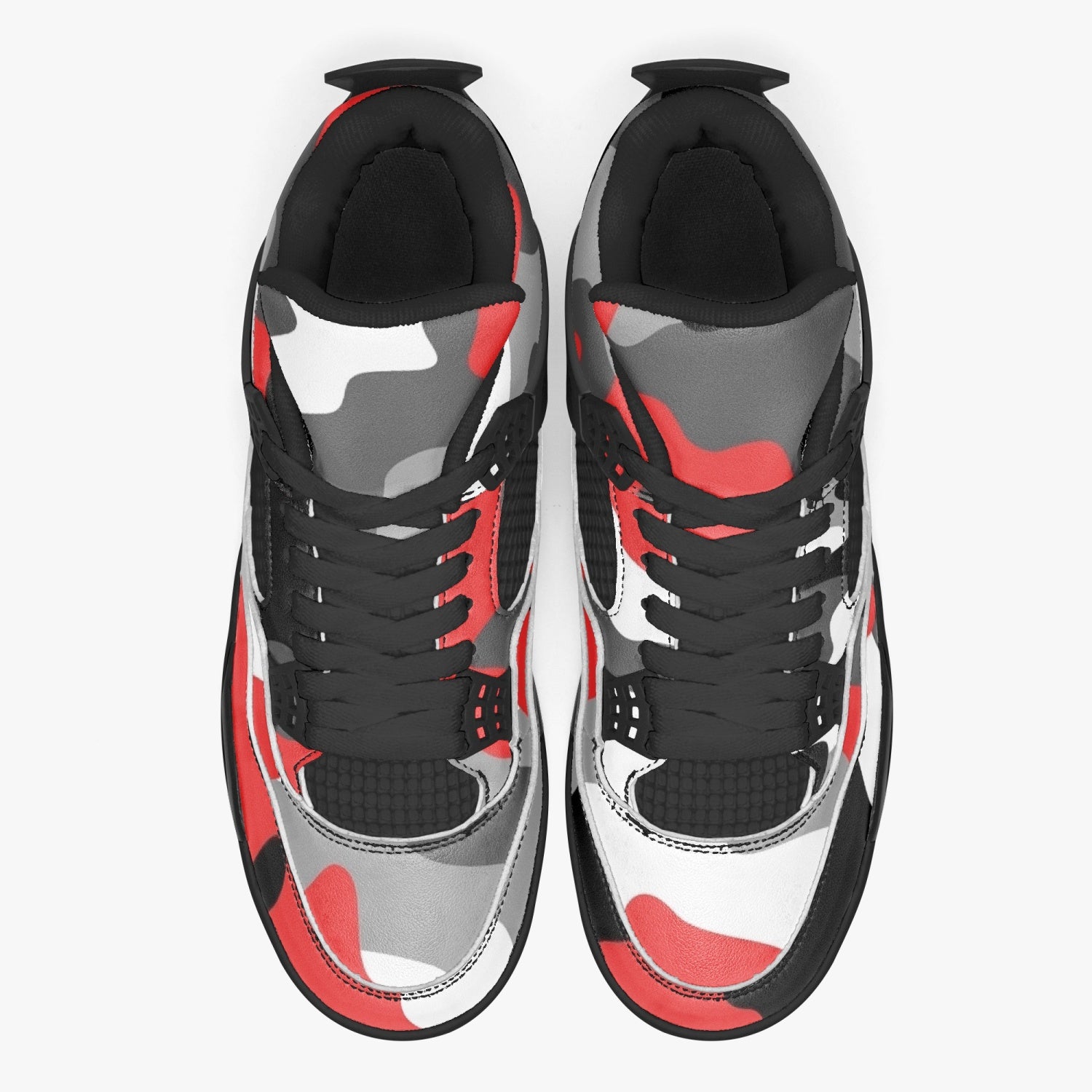 Camo Jordans AJ4 | Red, Gray, Black & White Camo Colors