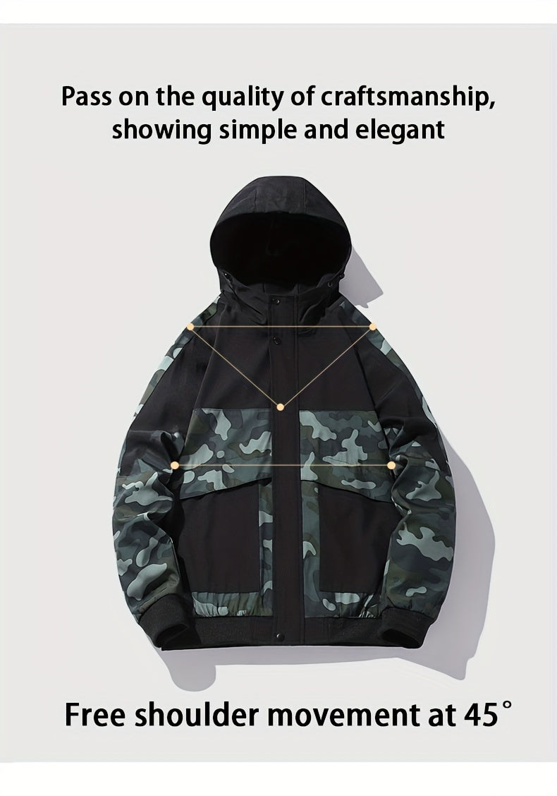 Camo Graphic Fleece Jacket | Men's Casual Hooded Winter Coat Camo Colors