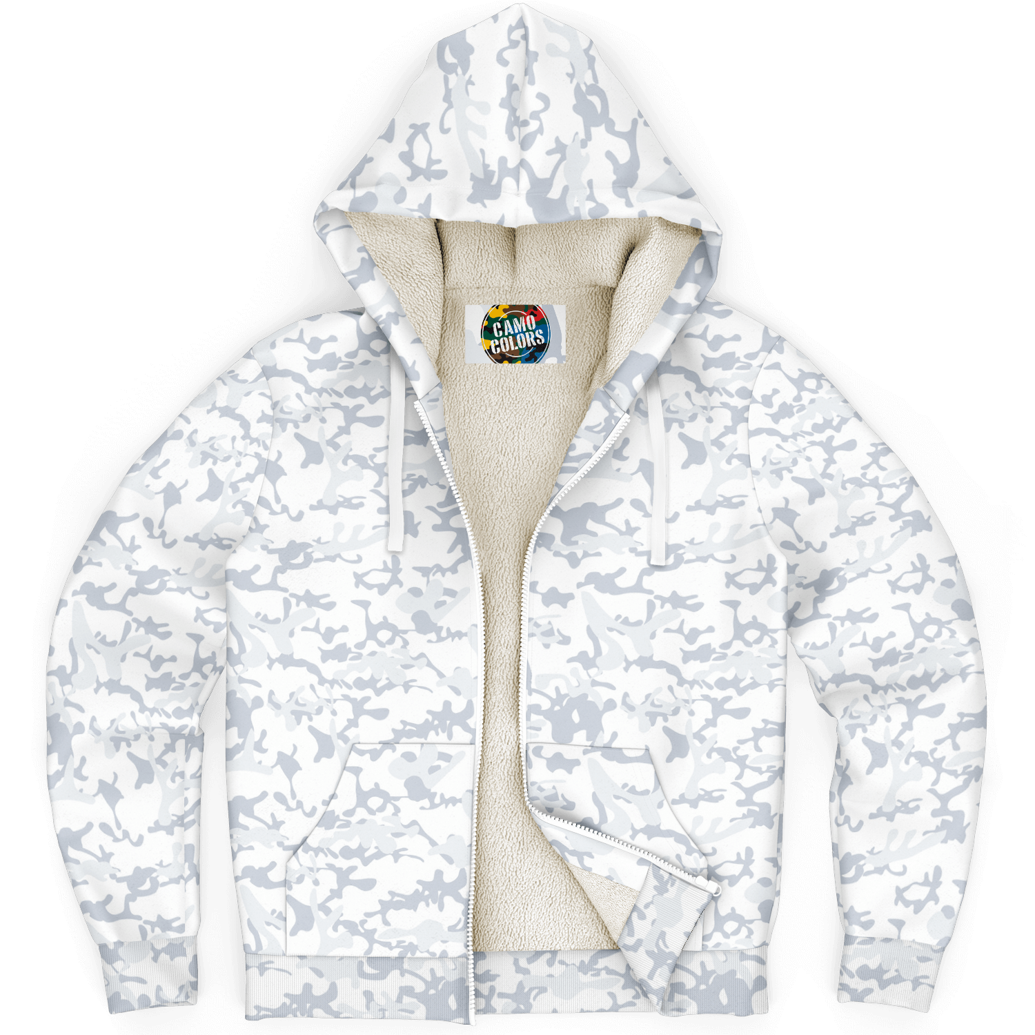 Microfleece Zip Hoodie | Army Snow Camouflage Camo Colors