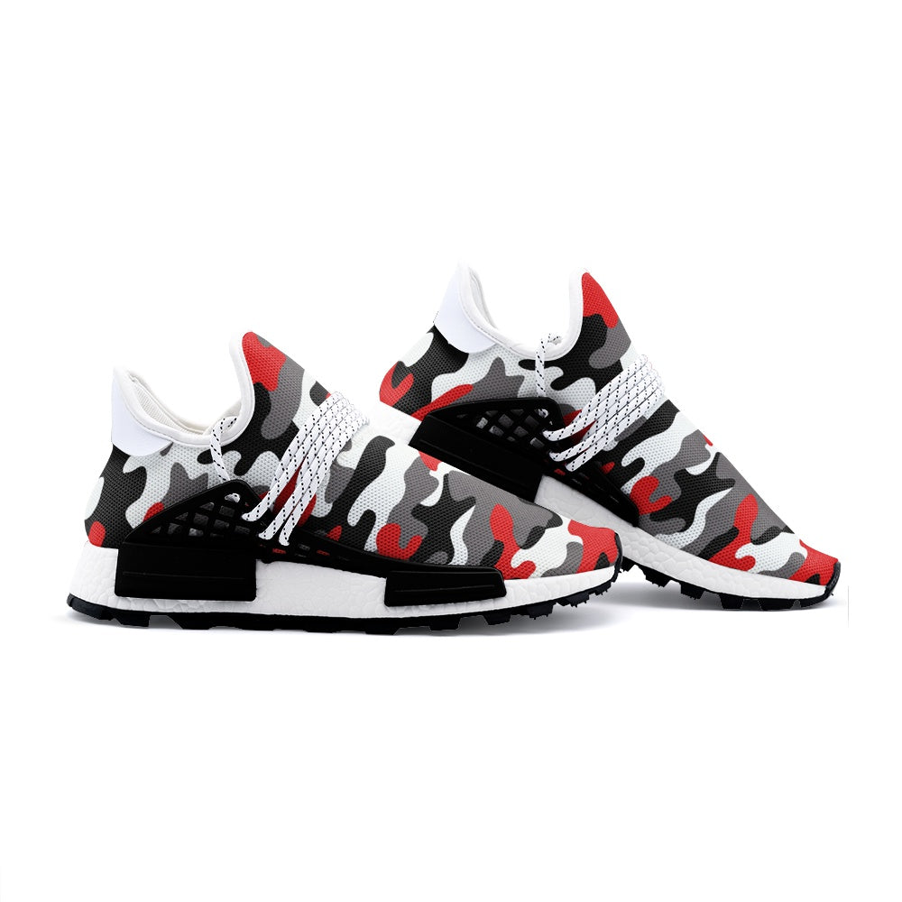 Lightweight Camo Sneakers | Red, Black, and White Camo Colors