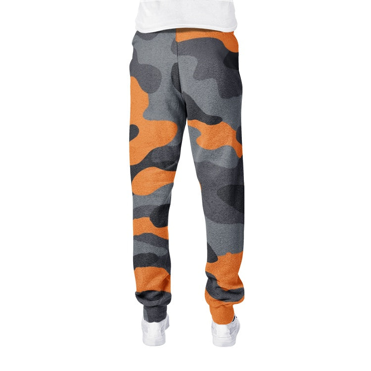 Men's Camo Track Pants | Orange, Gray & Black Camo Colors