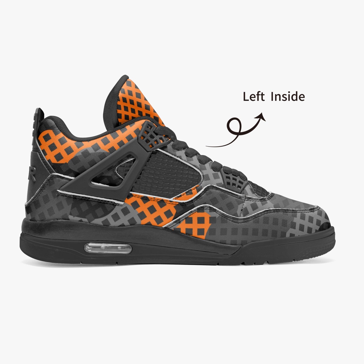 Camo Jordans AJ4 | Orange & Black Pixel Camo Colors