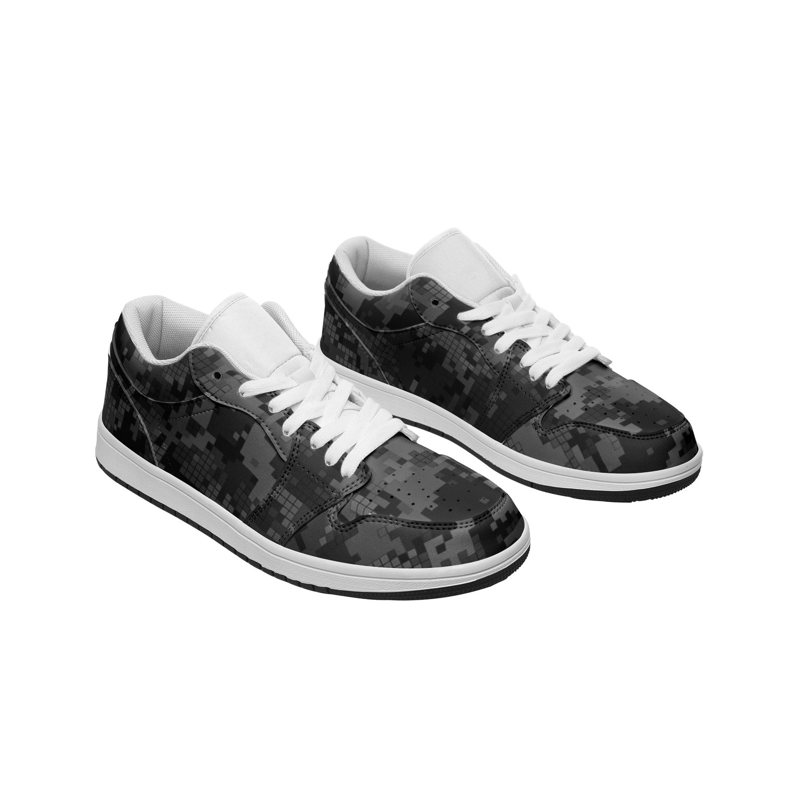 Gray Camo Sneakers | Digital Monochrome | Unisex Low Top Camo Colors