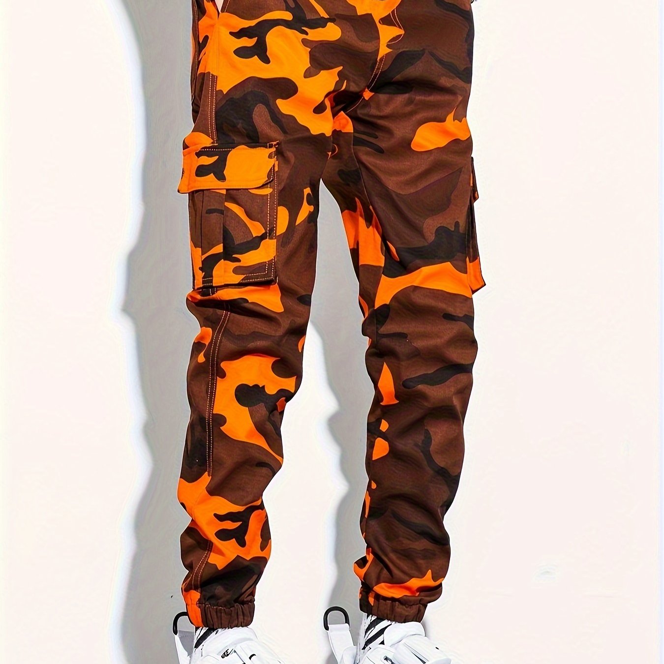 Men's Camo Cargo Cropped Pants With Multi Pockets | Vintage Style Camo Colors