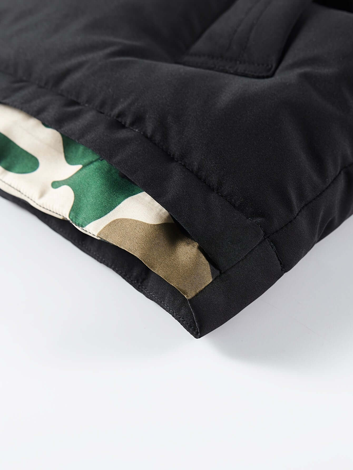 Men's Fleece-Lined Hooded Vest | Stylish Black and Camo Collar Camo Colors