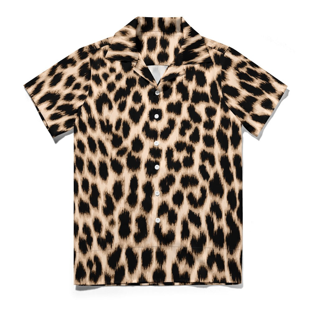 Leopard Men's Shirt | Cuban Collar Style | Camo Colors