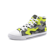 Camo Shoes | HIgh Top Canvas | Yellow, Black, and Gray Camo Colors
