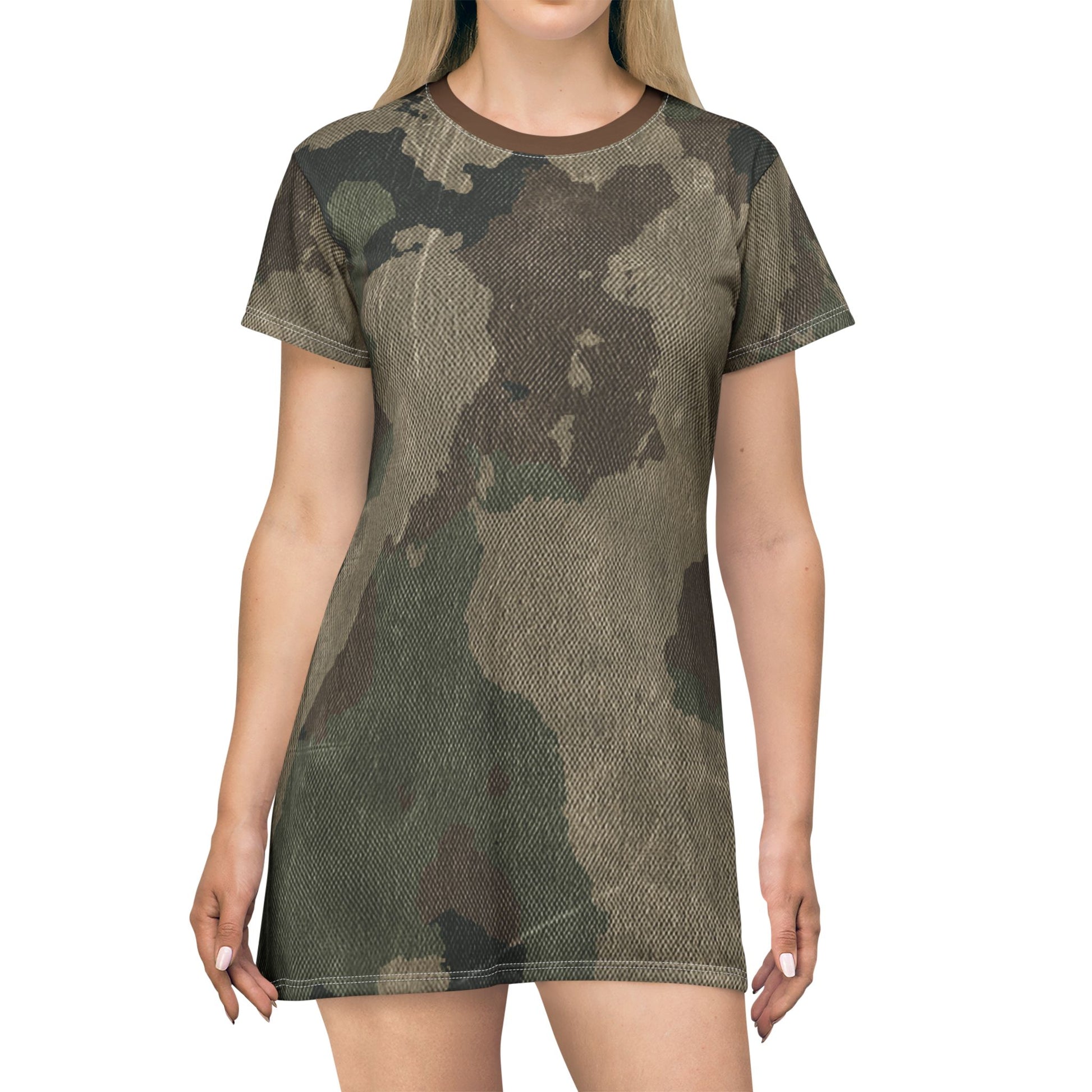Camo T-Shirt Dress | Dirty Brown Camouflage Camo Colors