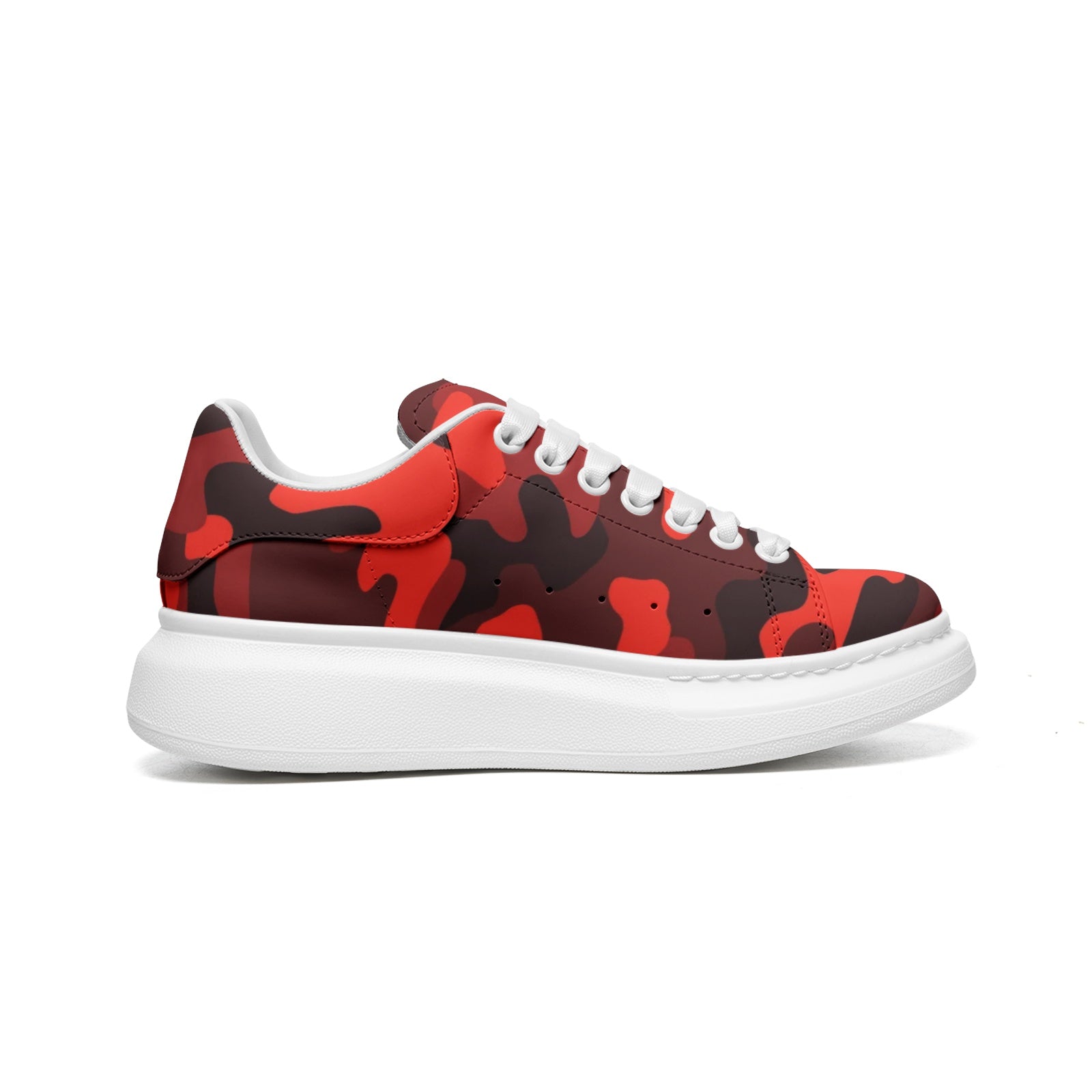 Oversized McQueen Sneakers | Scarlet Red & Black Camouflage Camo Colors