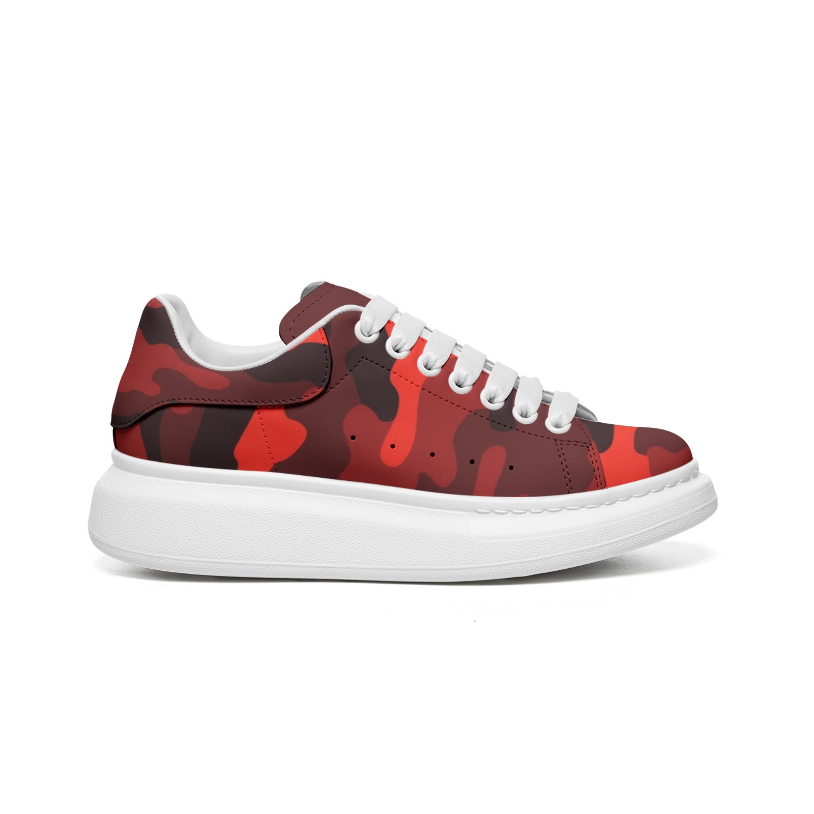Oversized McQueen Sneakers | Scarlet Red & Black Camouflage Camo Colors