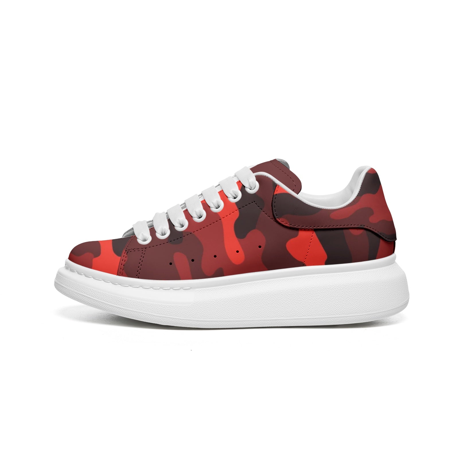 Oversized McQueen Sneakers | Scarlet Red & Black Camouflage Camo Colors