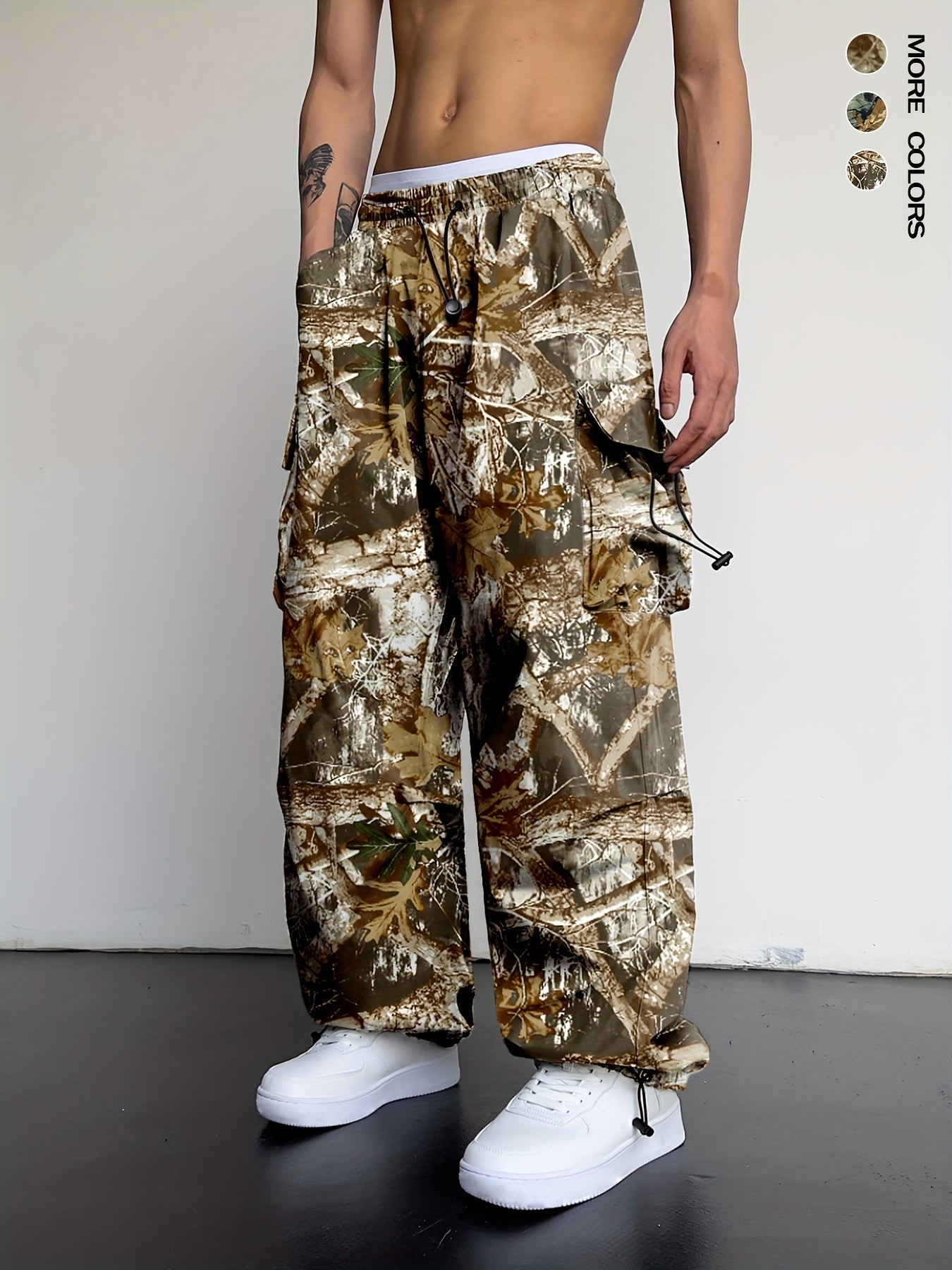 Men's Camo Cargo Pants with Multi-Pocket | Loose Fit Camo Colors