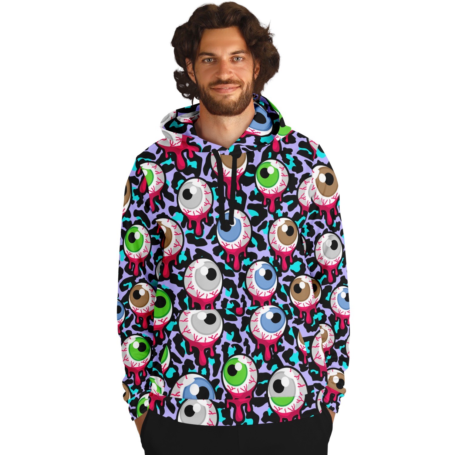 Zombie Hoodie | Bloody Alien Eyeballs, Creepy & Psychedelic Camo Colors