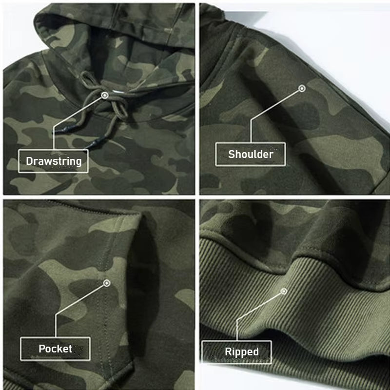 Green Hooded Sweatshirt for Men | Oversized Camo Camo Colors