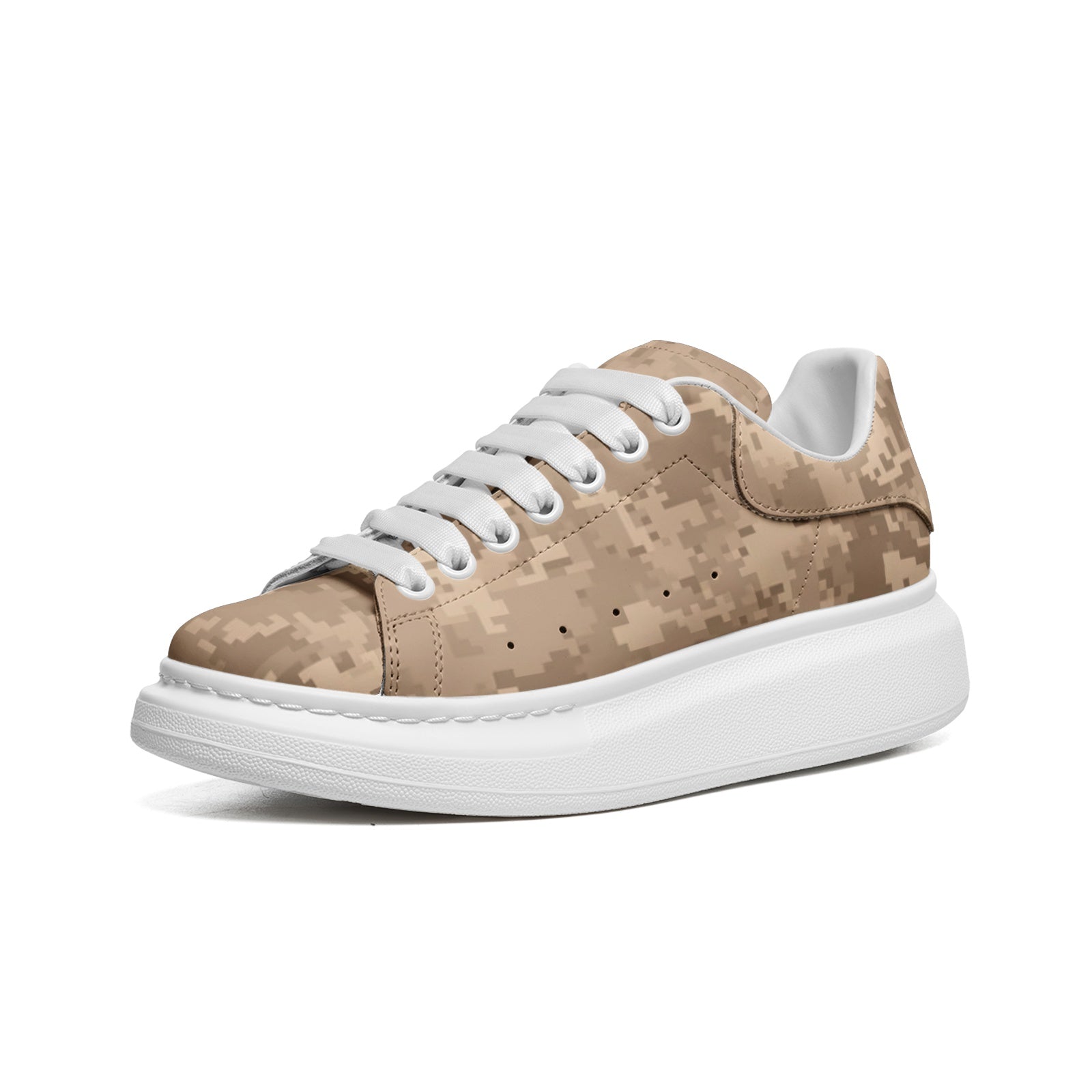 Oversized McQueen Sneakers | Brown Pixel Camouflage Camo Colors