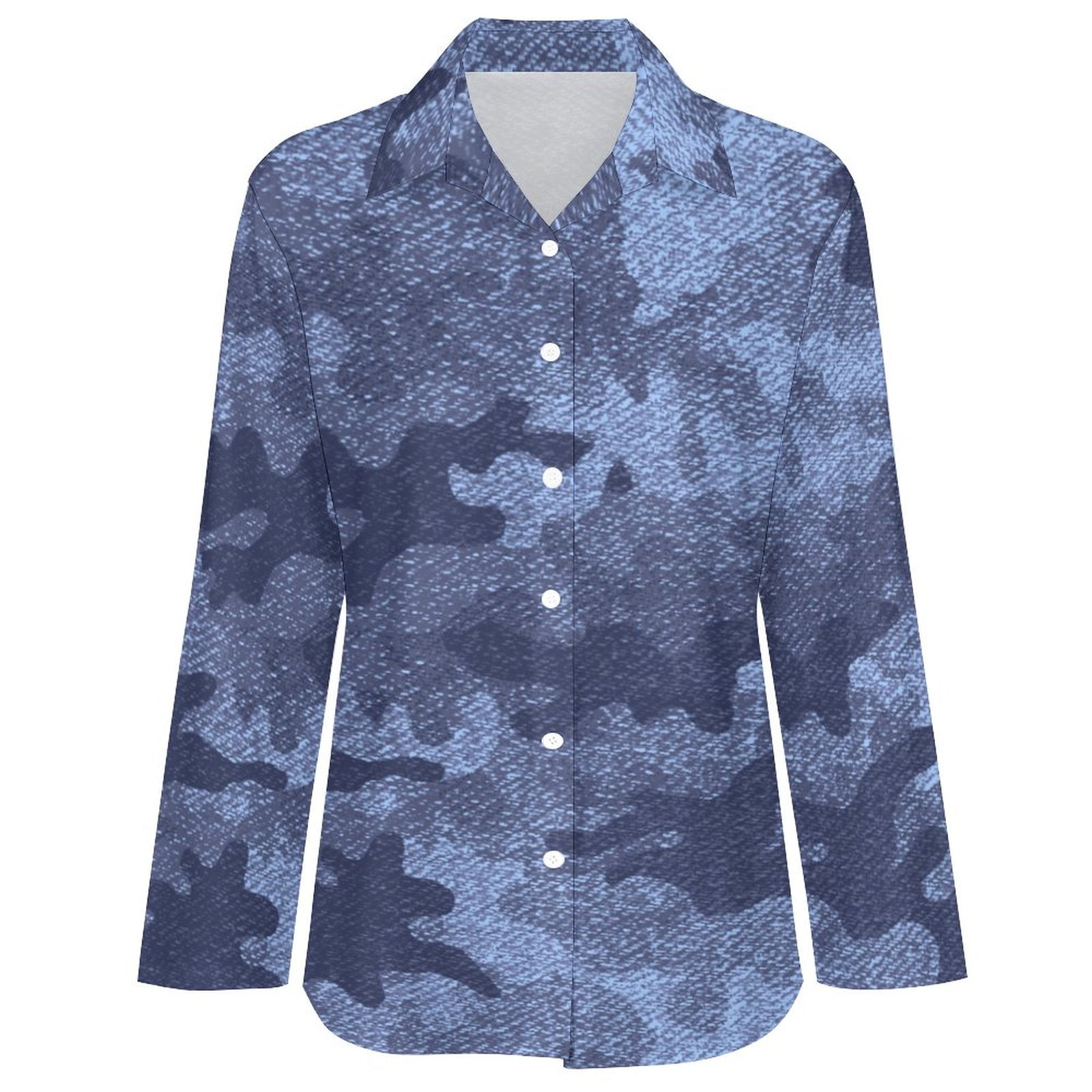 Women's Button-Up Camo Shirt | Denim Blue Tones Camo Colors