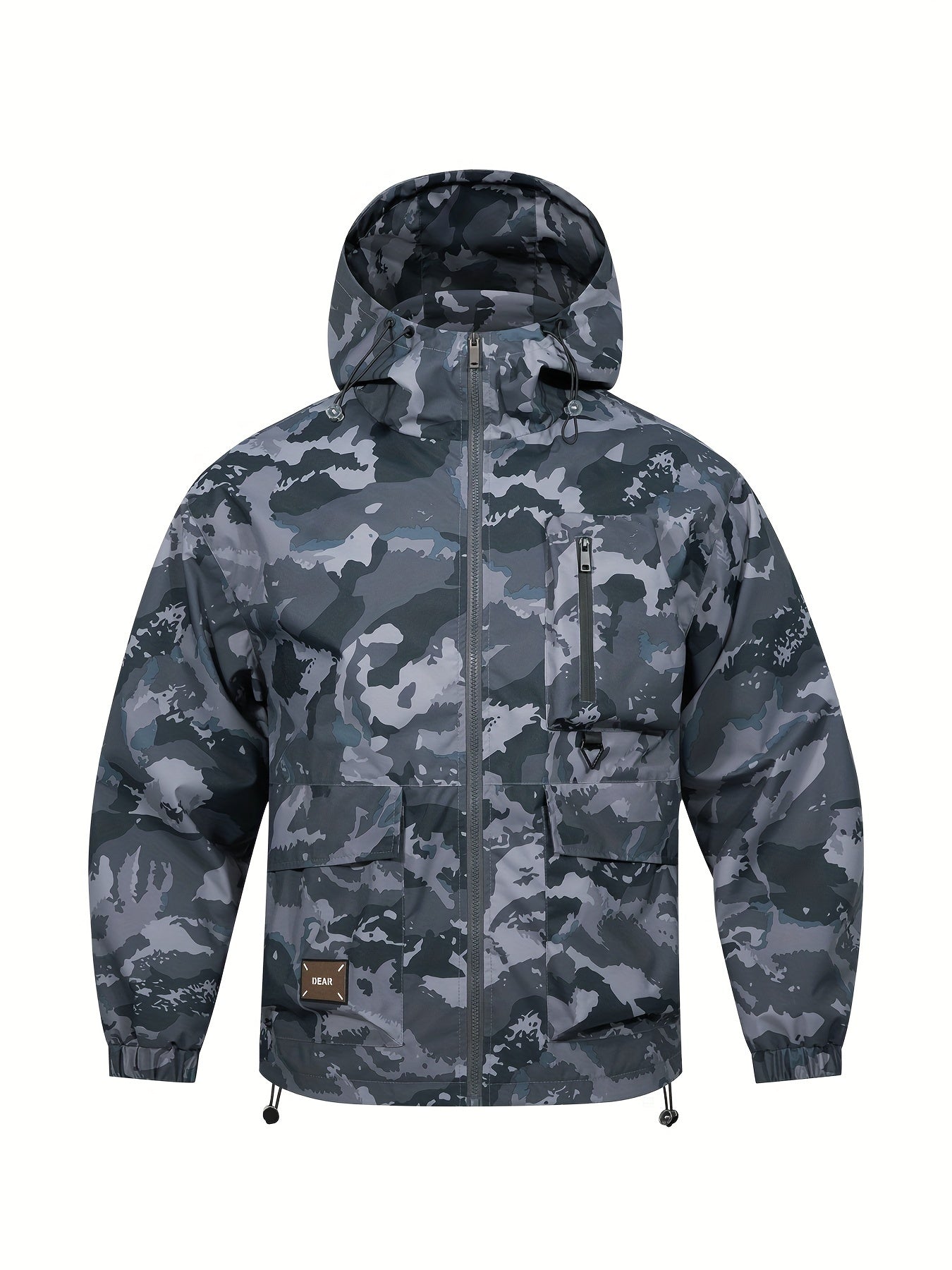 Men's Camo Windbreaker Jacket with a Hood | Multi Pocket Cargo Jacket Camo Colors