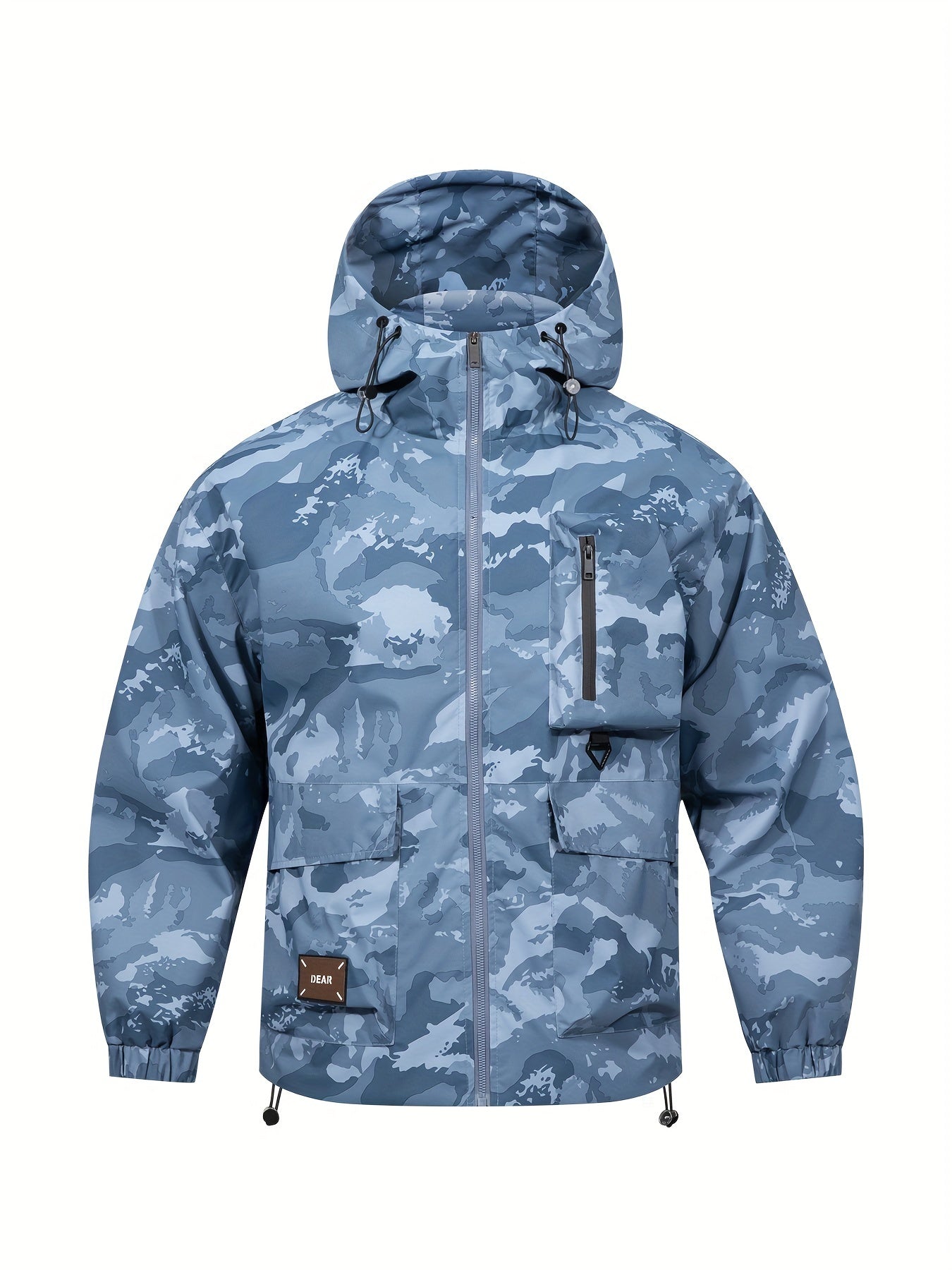 Men's Camo Windbreaker Jacket with a Hood | Multi Pocket Cargo Jacket Camo Colors