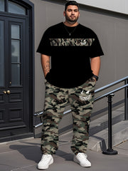 Plus-Size Camouflage Short-Sleeve & Long Pants Set | Camo Colors