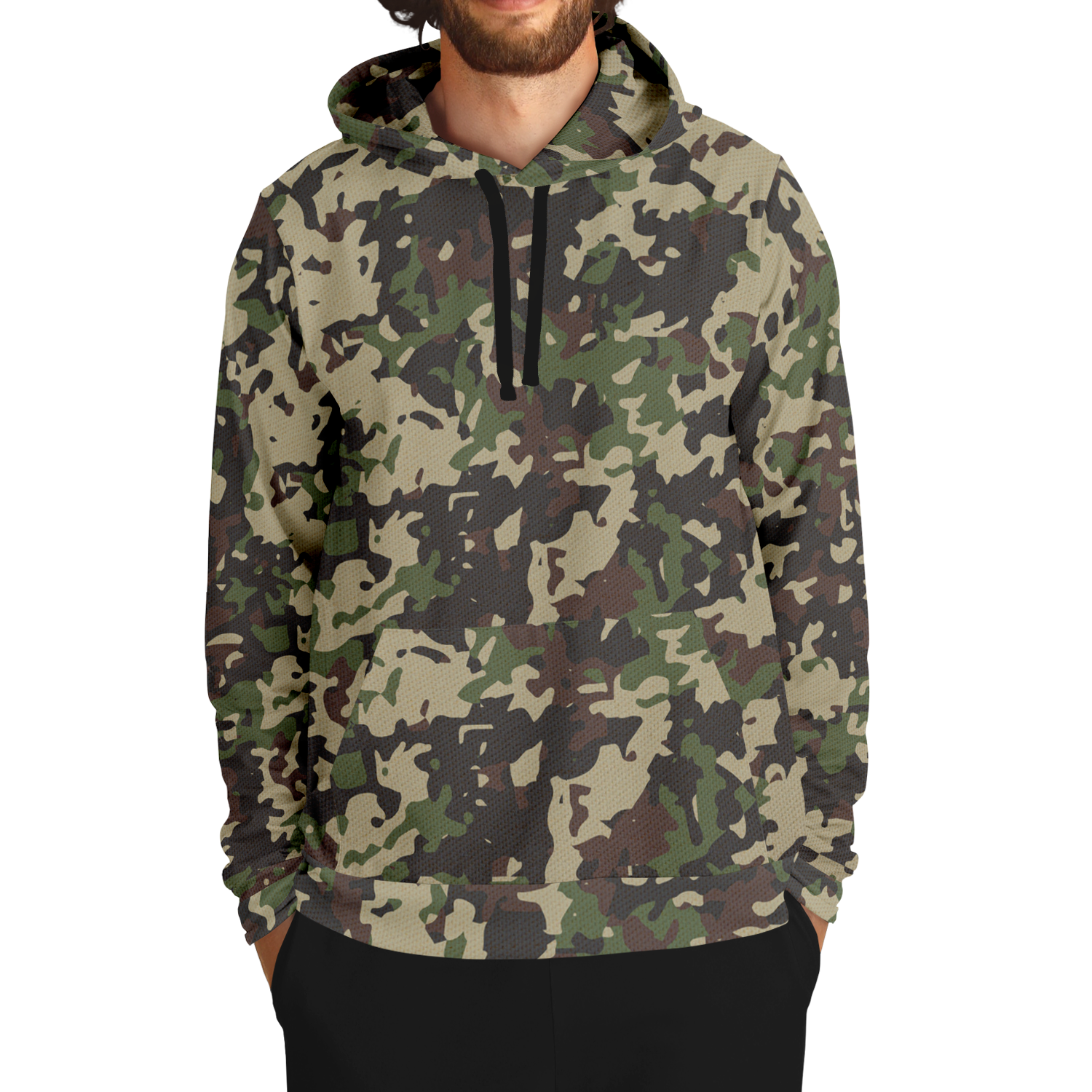 Military Brown Hoodie | Khaki, Gray and Lava Mixed Camo Camo Colors