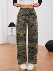 Women's High Waist Non-elastic Camouflage Work Pants Camo Colors