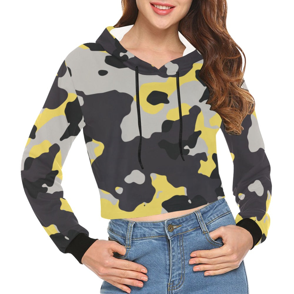 Cropped Camo Hoodie | Regular Fit | Yellow, Black, and Silver Camo Colors