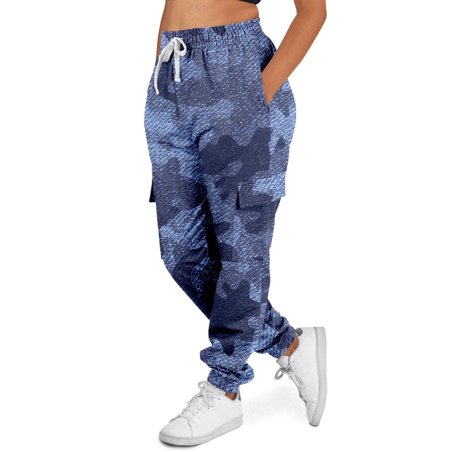 Camo Cargo Pants | Unisex | Blue Denim Camouflage Camo Colors