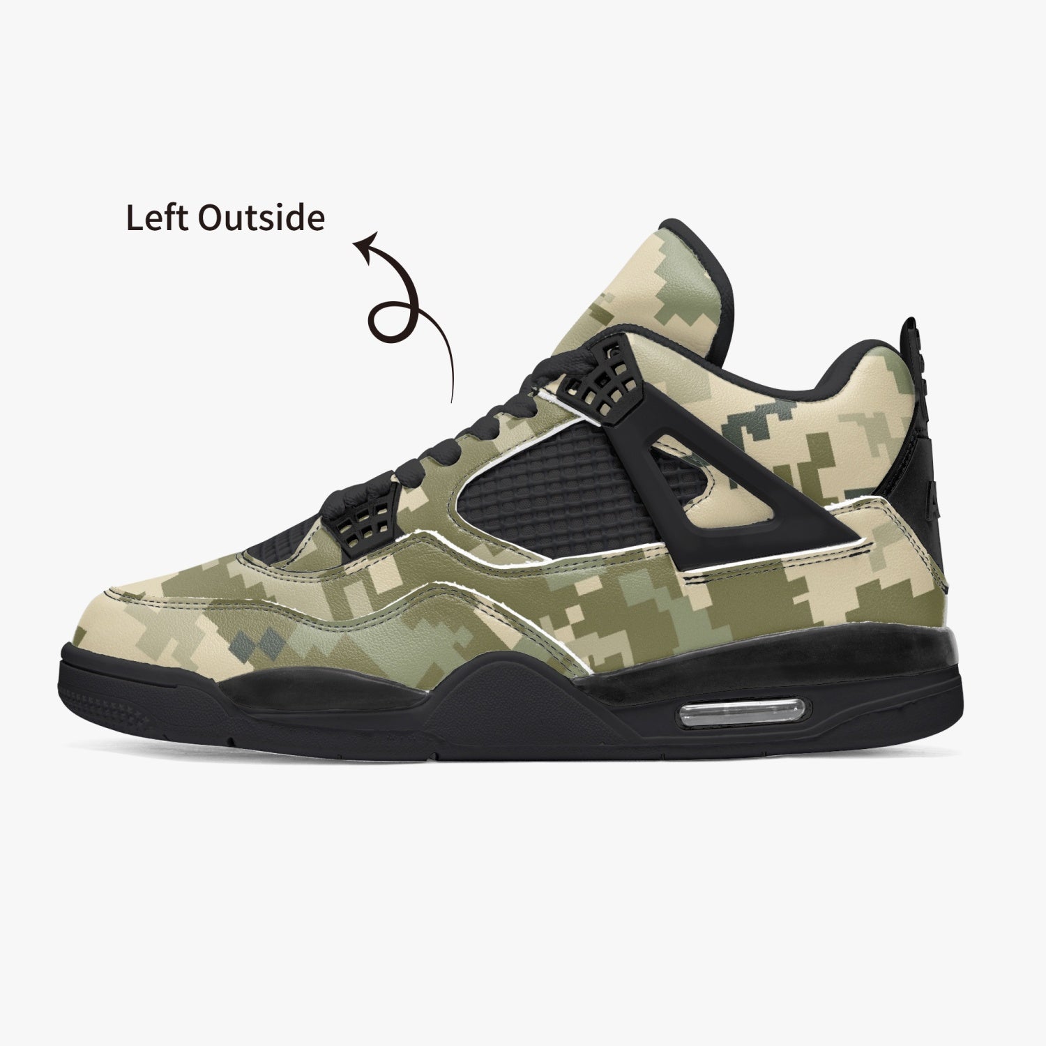 Camo Jordans AJ4 | Ukraine Green | Black Sole Camo Colors