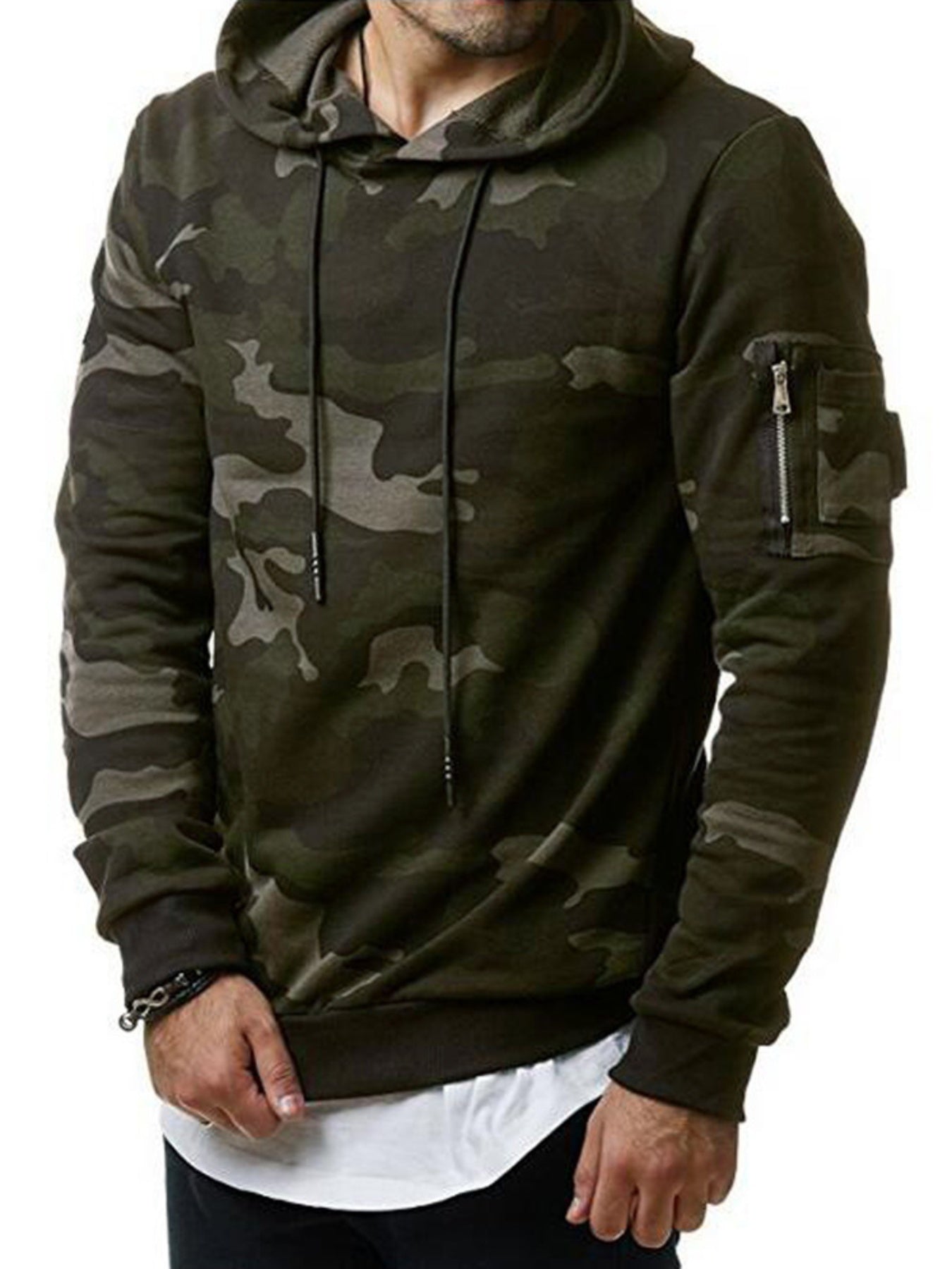 Men's Camouflage Hooded Sweater | Green or Grey | Camo Colors