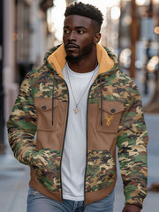 Camo Fleece-Lined Hooded Jacket | Zip-Up Winter Coat Camo Colors