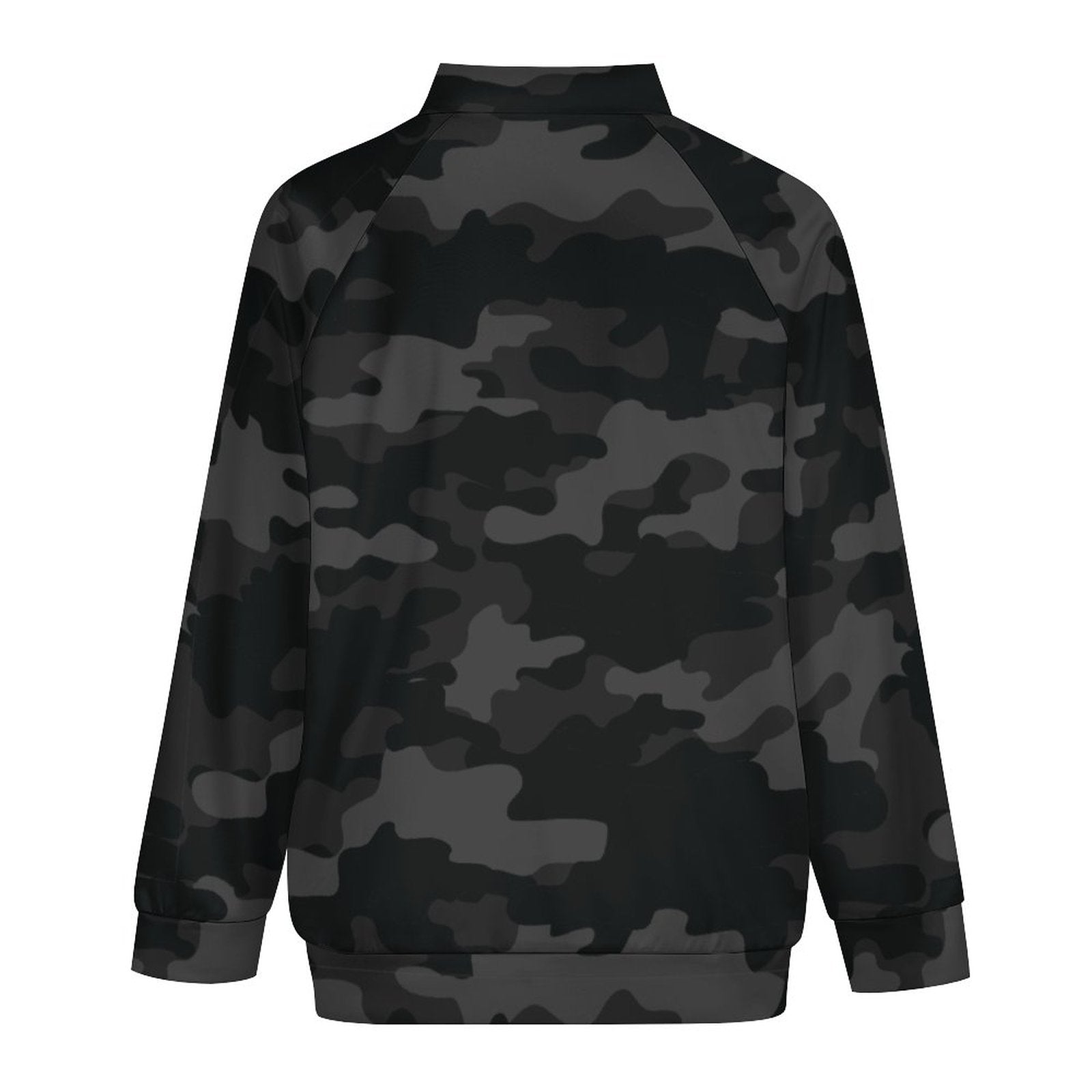 Camo Shirt | Raglan Zip-up | Black Camouflage Camo Colors