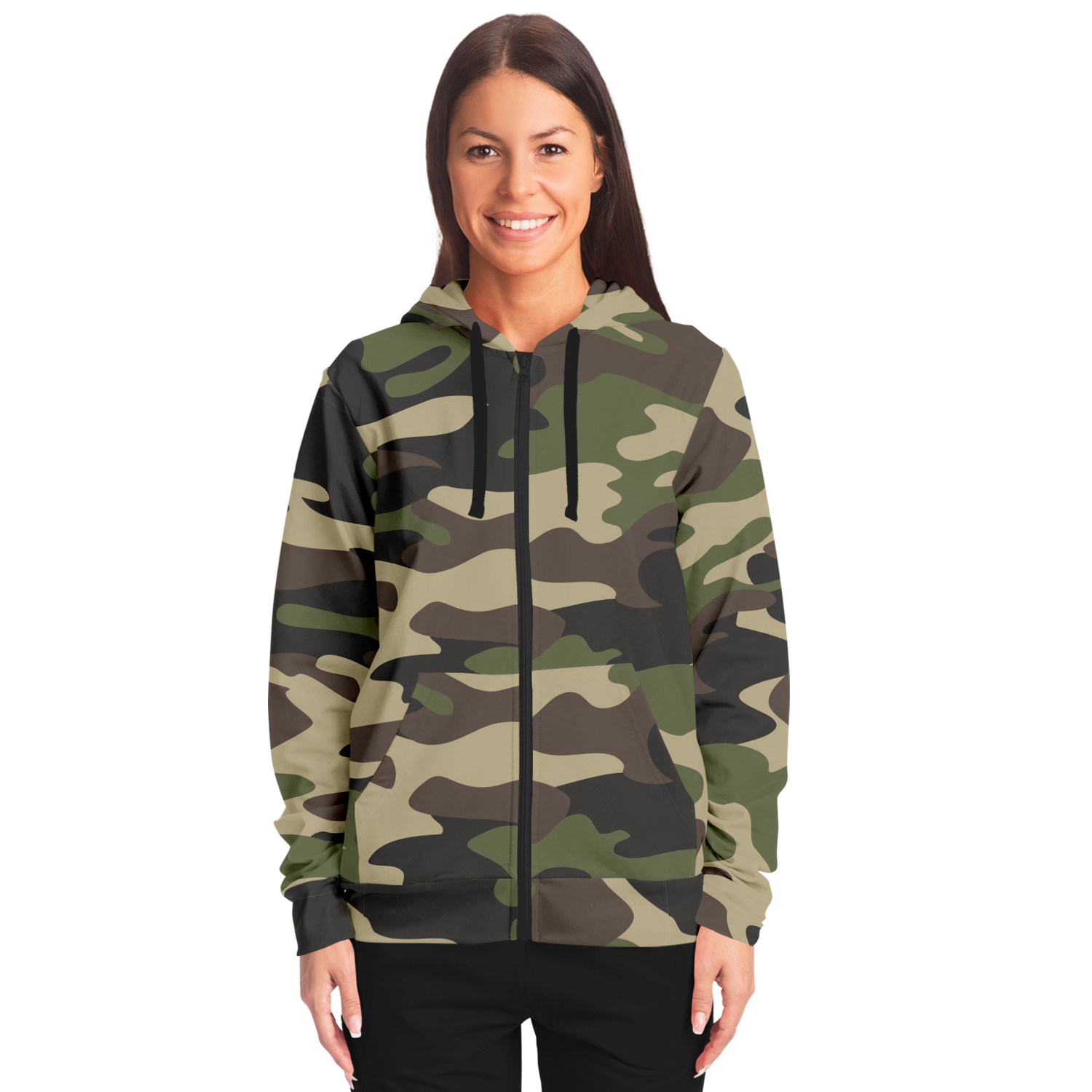 Zip-Up Hoodie | Classic Green Camouflage style Camo Colors