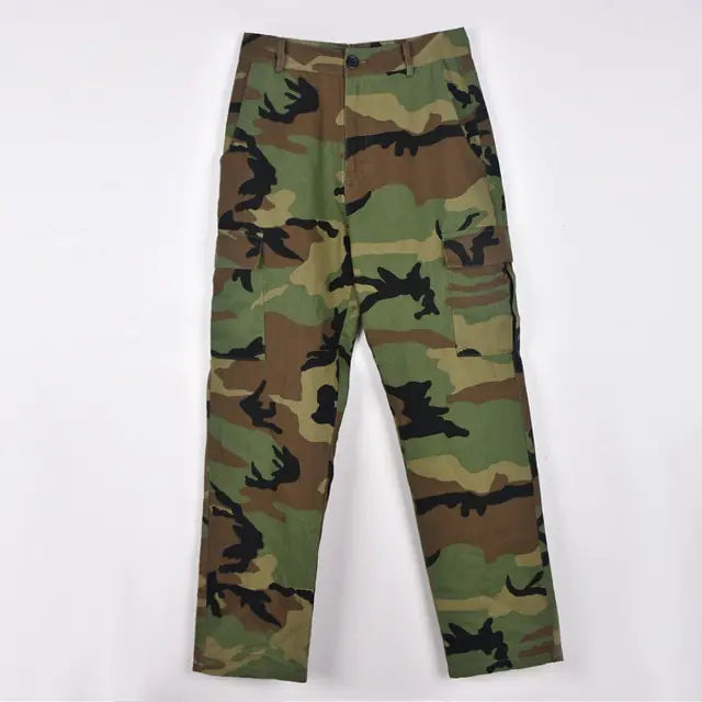 Camo Cargo Pencil Straight Pants Camo Colors