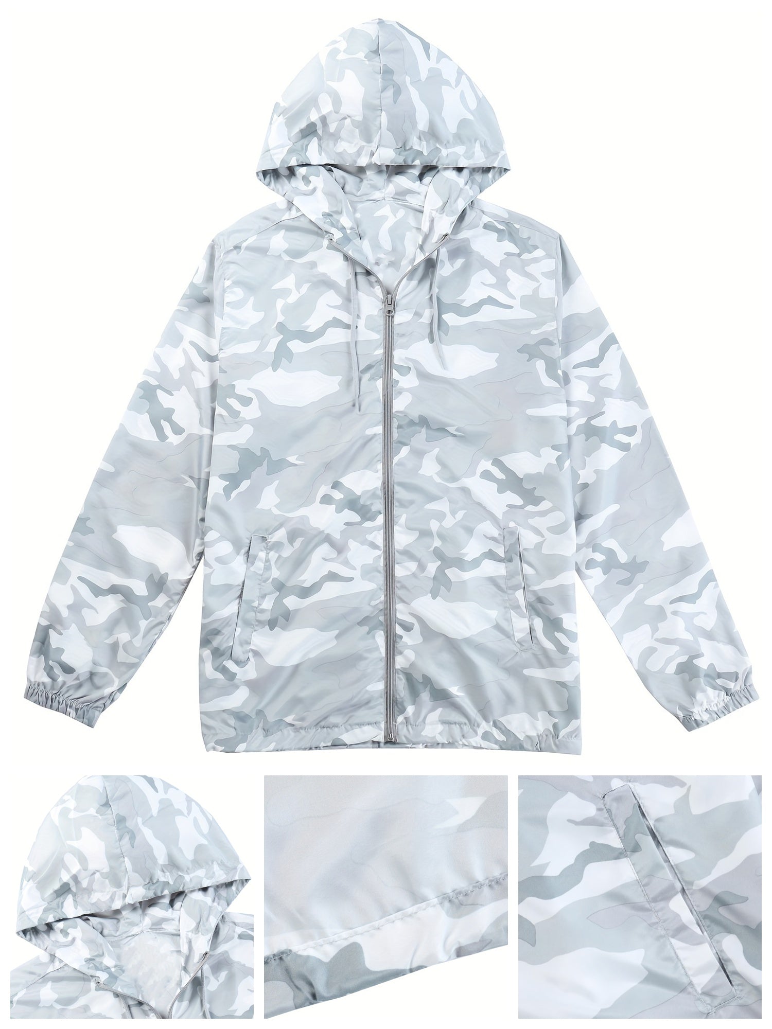 Camo Windbreaker Jacket | Men's Casual Coat with Hood Camo Colors