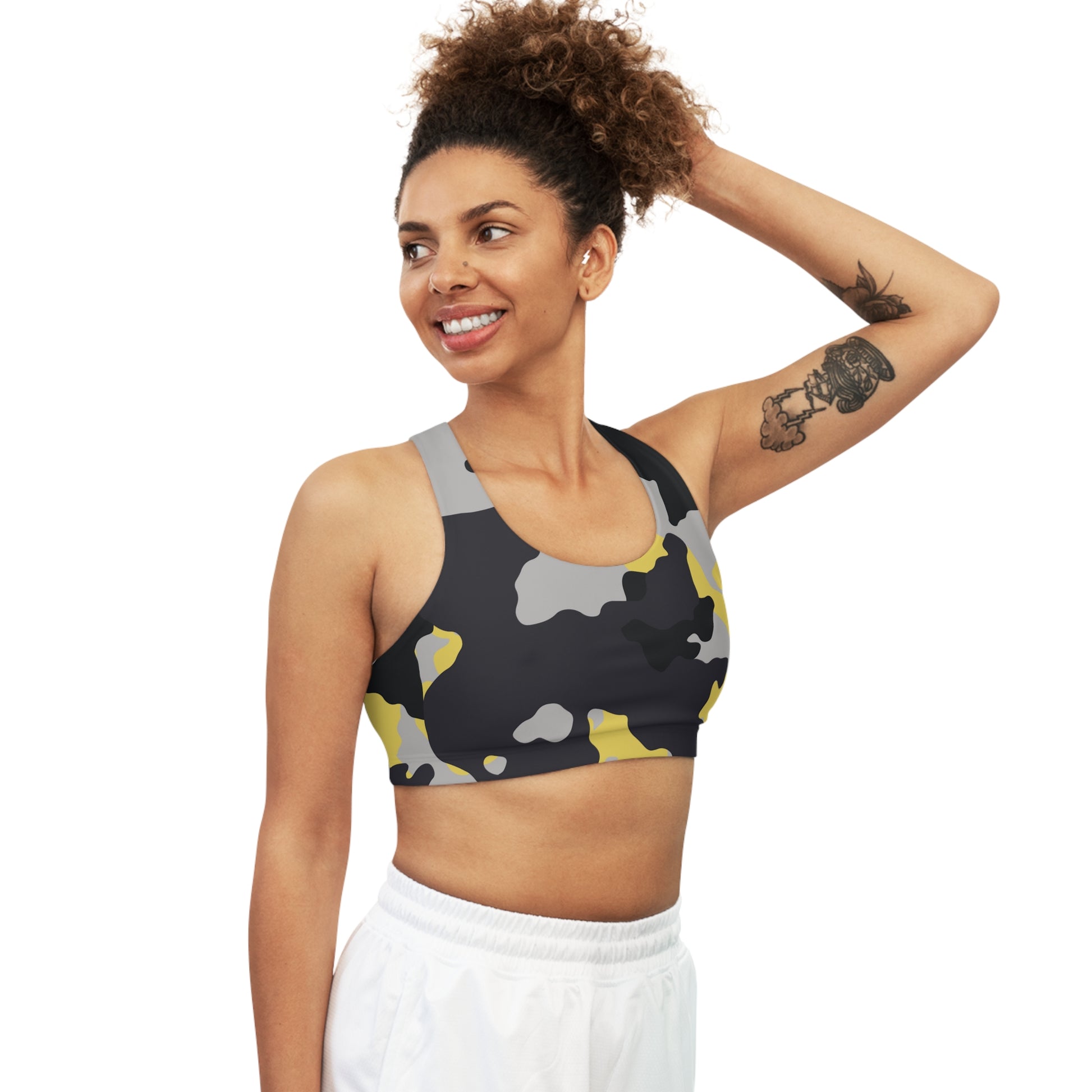 Camo Bra | Yellow, Black, and Silver Sports Camouflage Camo Colors