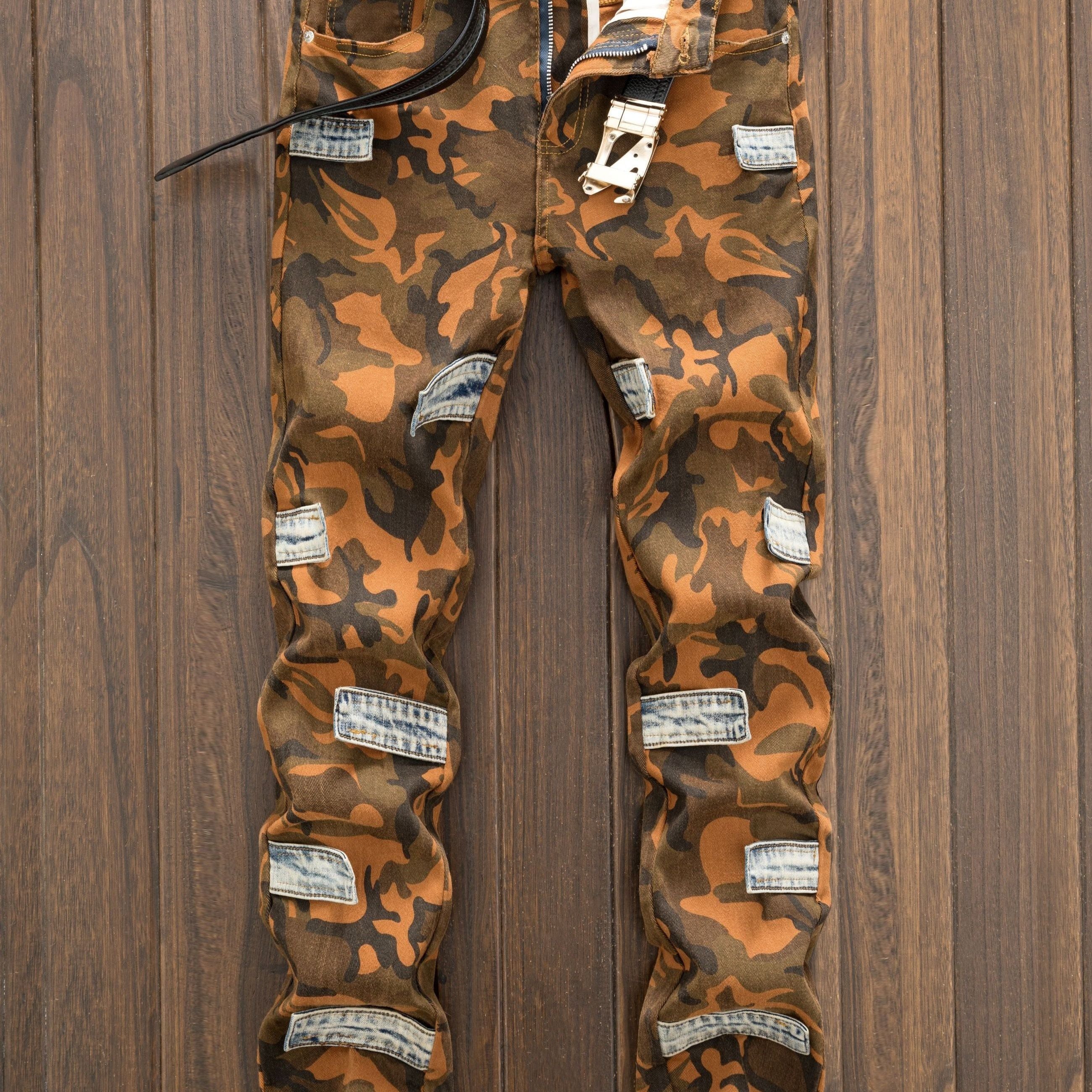 Men's Camo Jeans: Micro Elastic, Multi-Pocket, Straight Fit Camo Colors