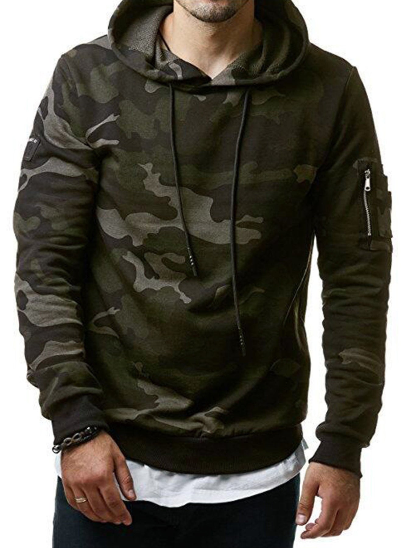 Men's Camouflage Hooded Sweater | Green or Grey | Camo Colors
