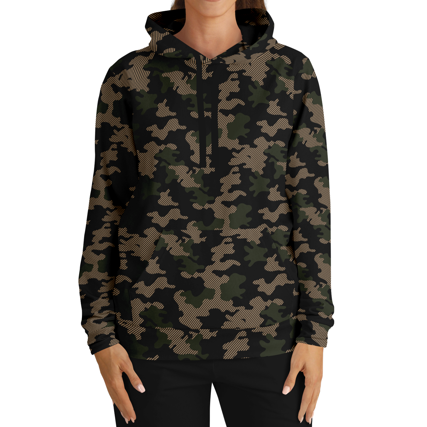 Military Green Camouflage Hoodie | Dark Jungle & Black Camo Colors