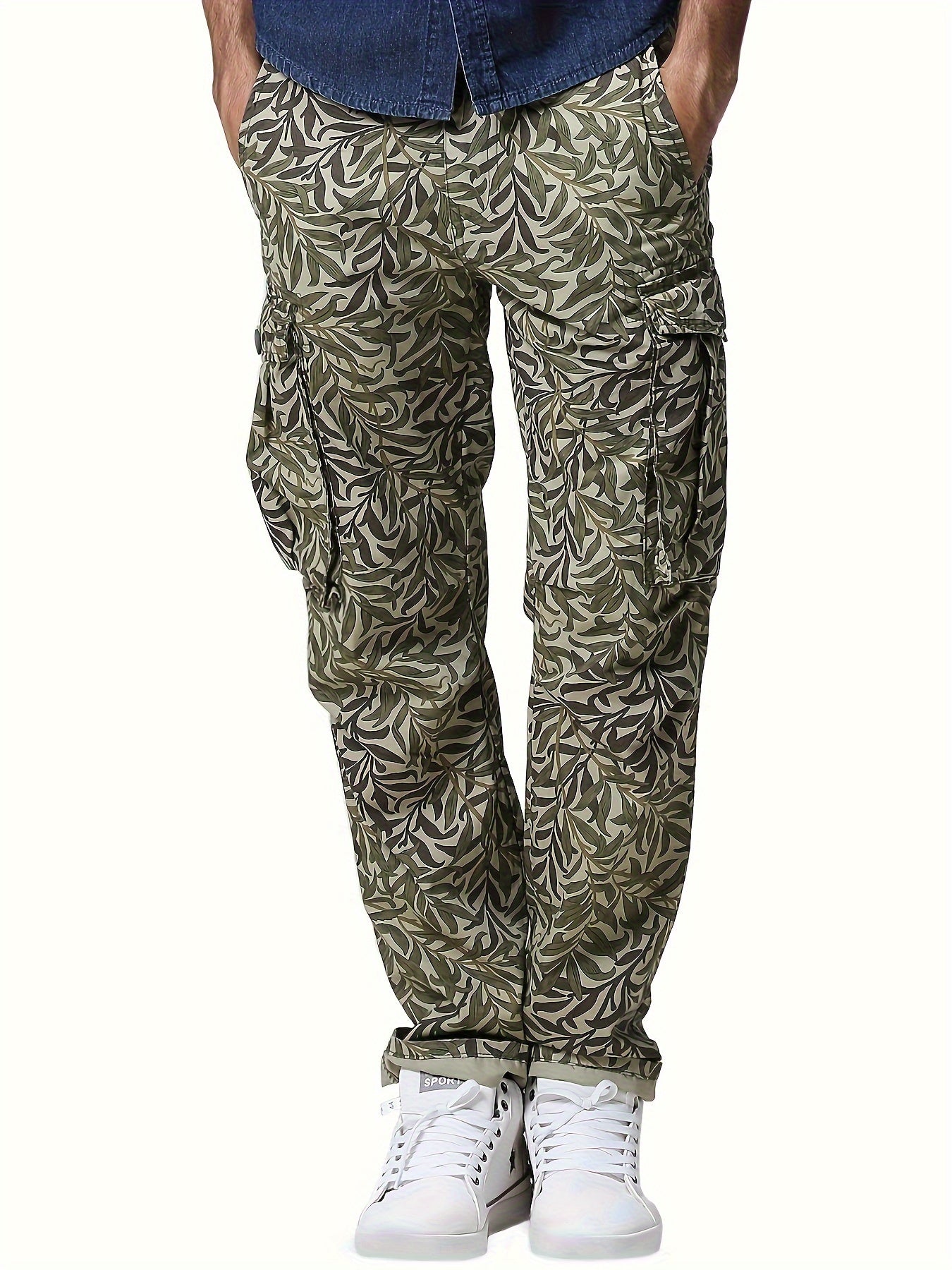 Men's Camo Cargo Pants | Grass Print Camo Colors