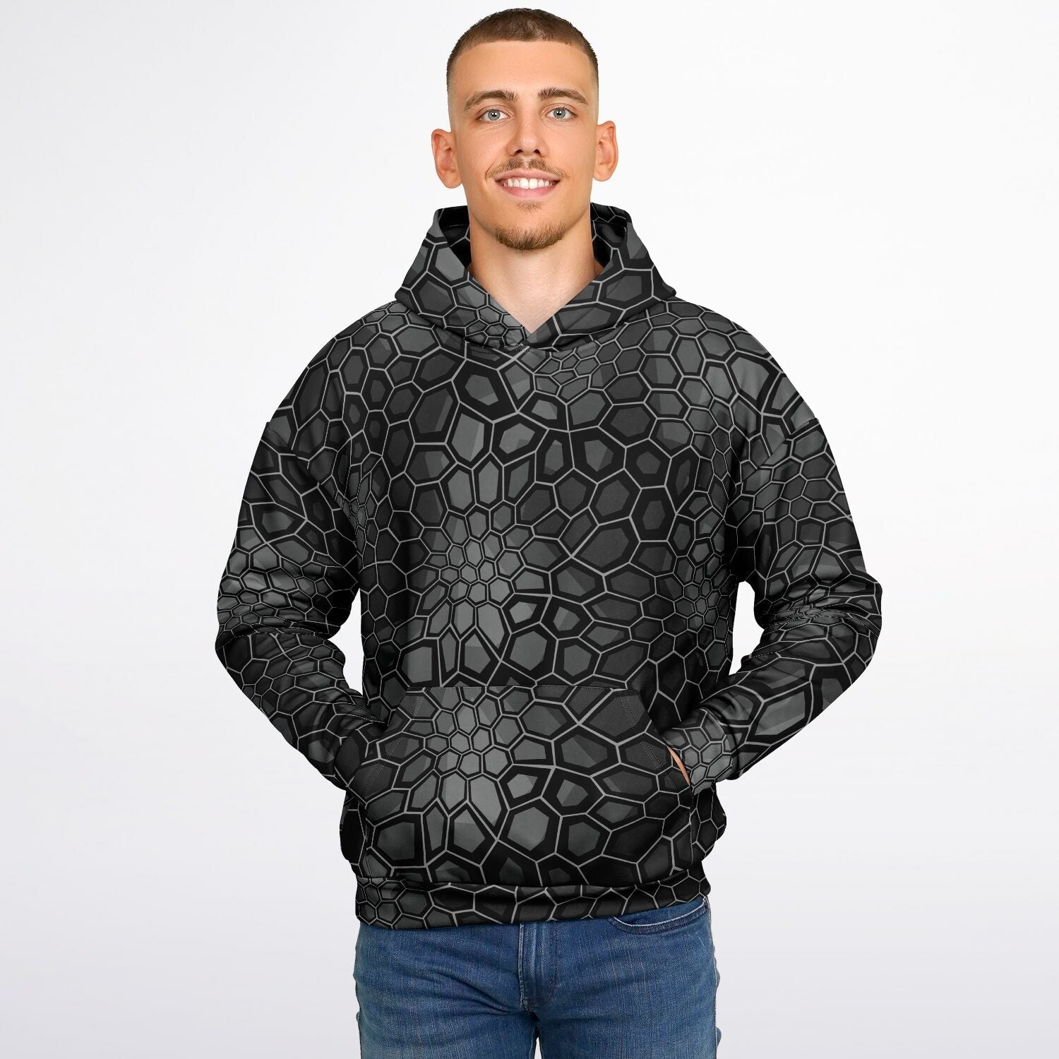 Oversized Camo Hoodie | Black Snake Hexagonal | Camo Colors