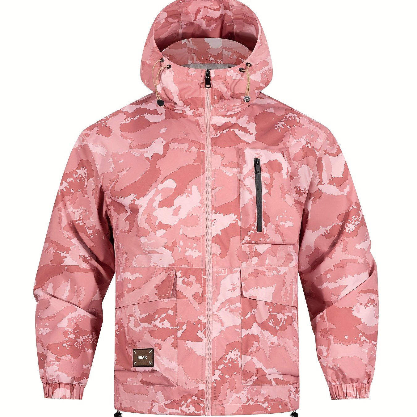 Men's Camo Windbreaker Jacket with a Hood | Multi Pocket Cargo Jacket Camo Colors