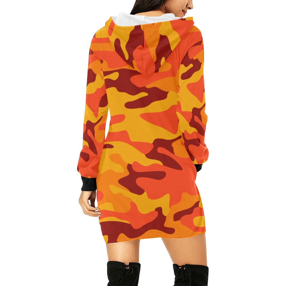 Camo Hoodie Dress | Orange and Red Camo Colors