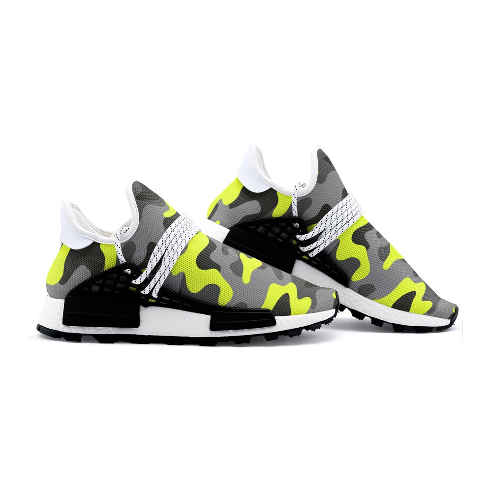 Lightweight Camo Sneakers | Yellow, Black, and Gray Camo Colors
