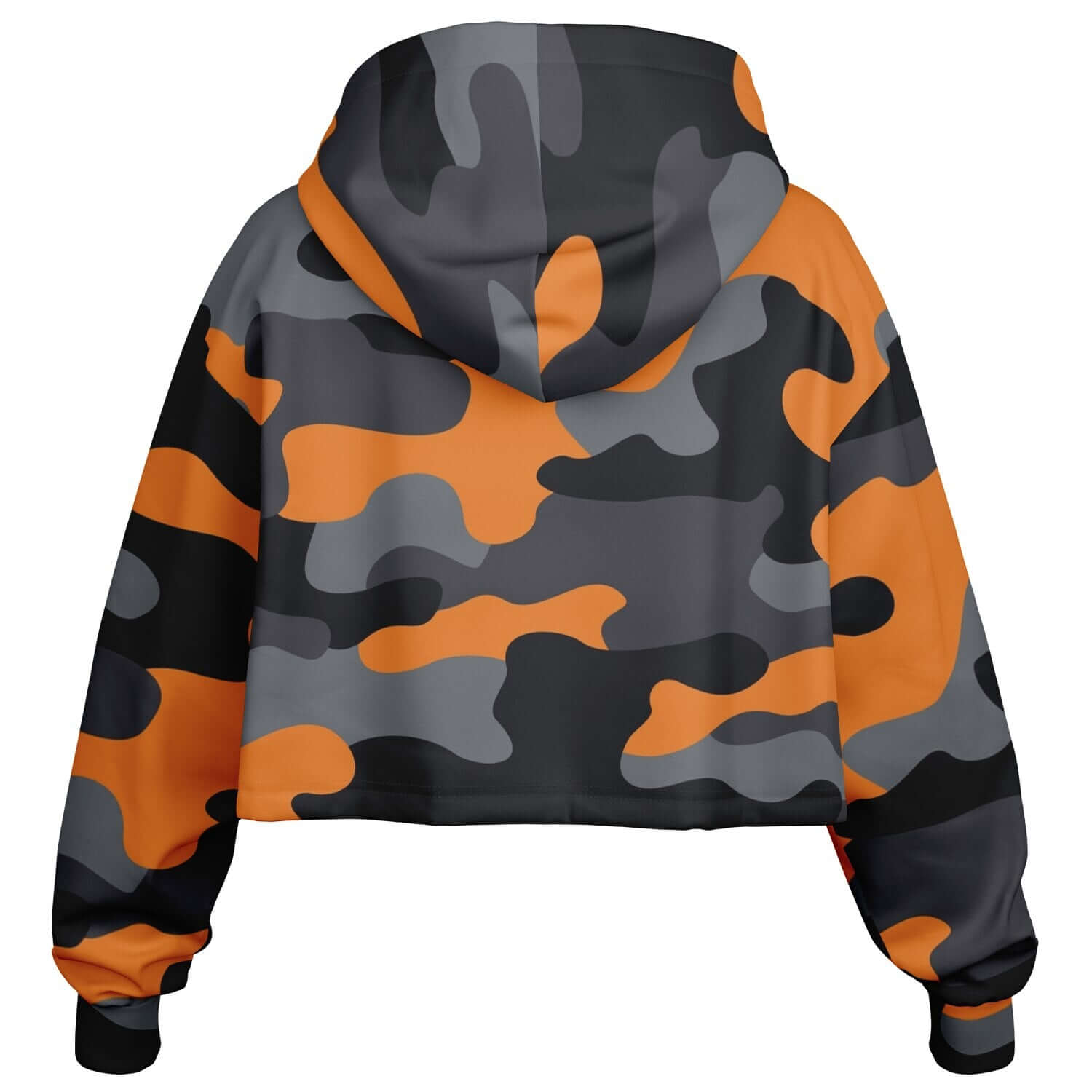 Cropped Hoodie For Women | Orange, Gray & Black Camouflage Camo Colors