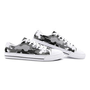Camo Shoes | Low Top Canvas | Black, White, and Gray Camo Colors