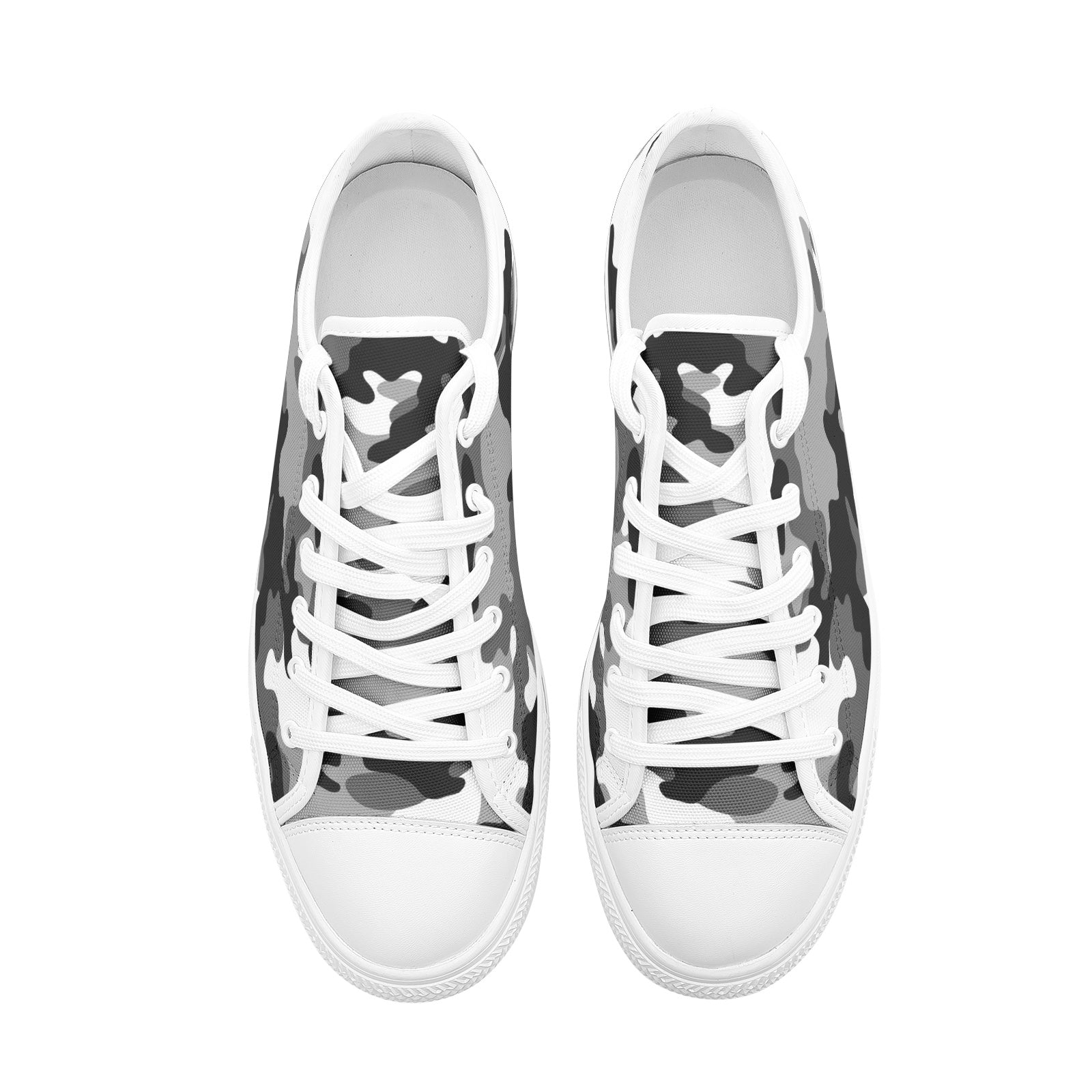 Camo Shoes | Low Top Canvas | Black, White, and Gray Camo Colors