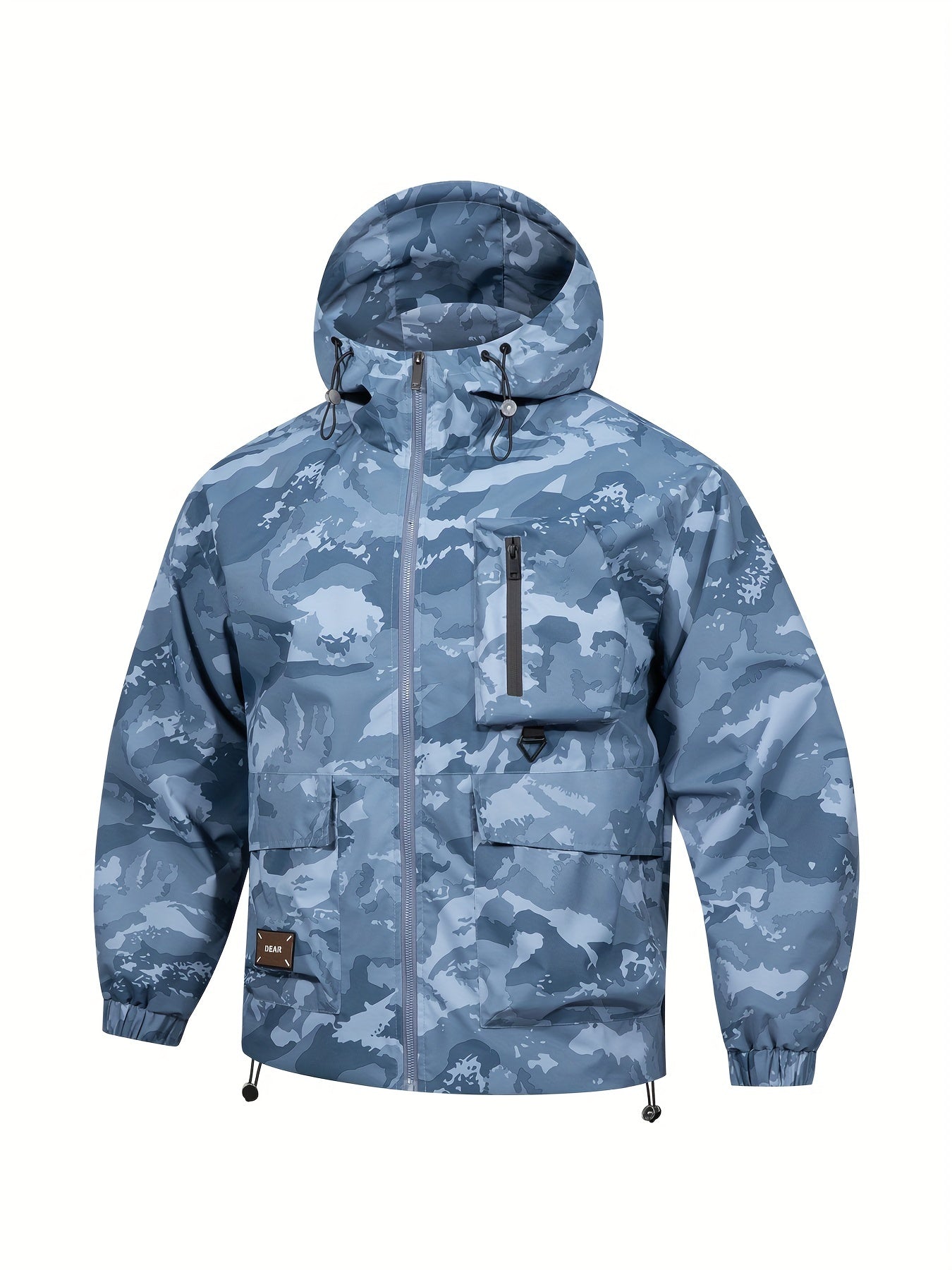 Men's Camo Windbreaker Jacket with a Hood | Multi Pocket Cargo Jacket Camo Colors
