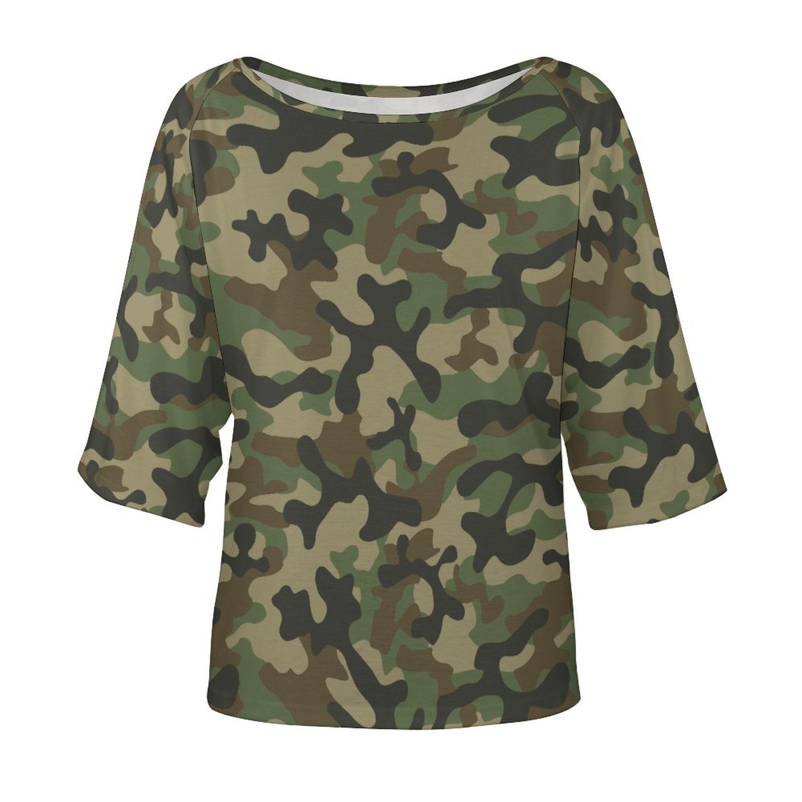Camo Shirt | Off The Shoulder Top | Military Brown Camo Colors